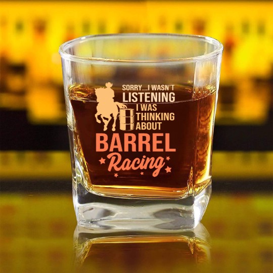 Horseback Riding Cowgirl Funny Barrel Racing Square Whiskey Glasses