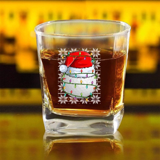 Golf Christmas Lights Square Whiskey Glasses