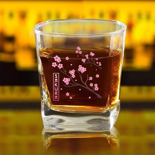 Cherry Blossom Japan Harajuku Manga Japan Sakura Square Whiskey Glasses