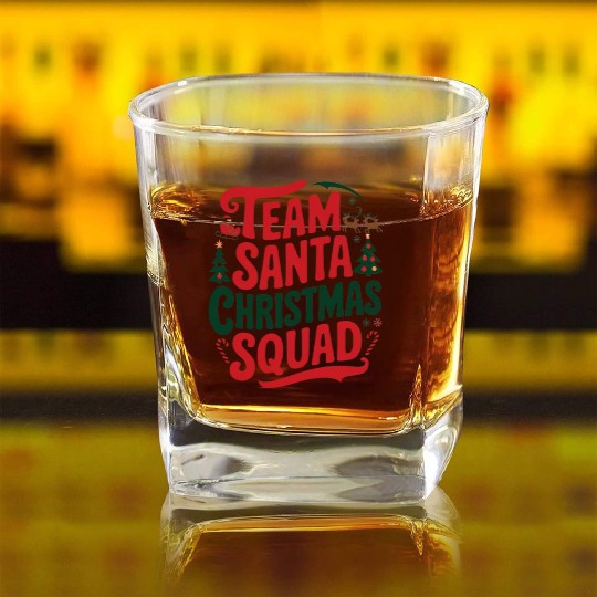 Team Santa Christmas Squad Festive Holiday party Square Whiskey Glasses