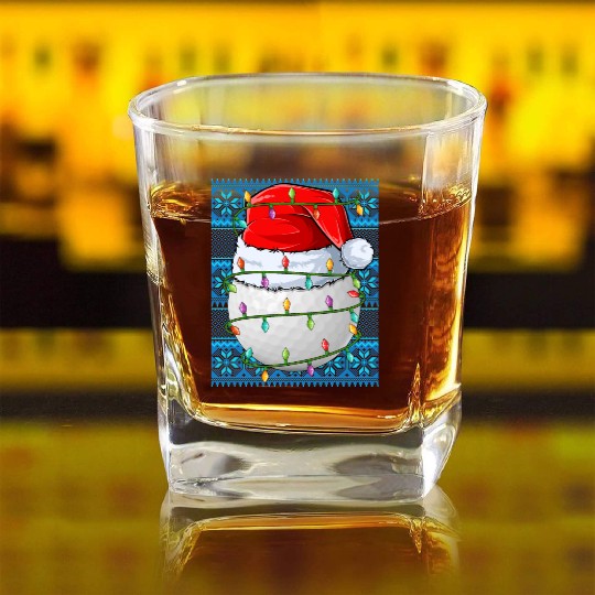 Golf Ball Christmas Lights Square Whiskey Glasses