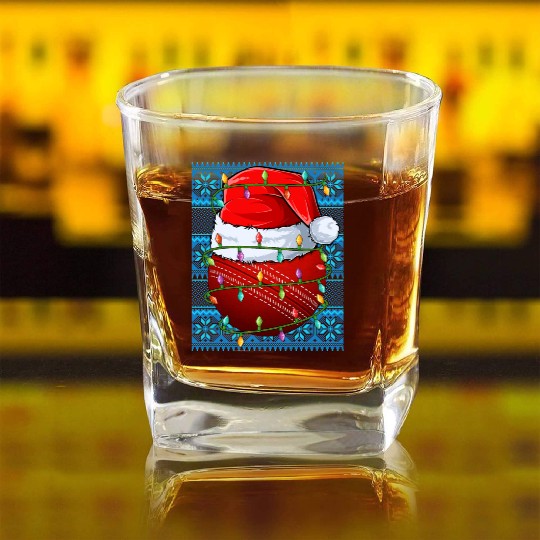 Cricket Ball Christmas Lights Square Whiskey Glasses