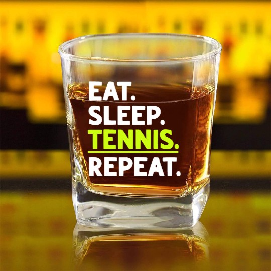 Eat Sleep Tennis Repeat Cool Square Whiskey Glasses