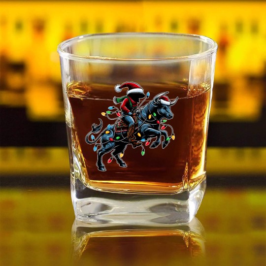 Rodeo Barrel Racer Barrel Racing Christmas Hat Square Whiskey Glasses