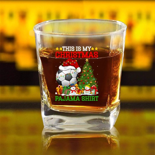 Soccer Christmas Tree Lights Square Whiskey Glasses