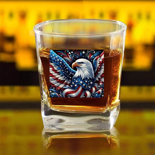Patriotic Eagle Square Whiskey Glasses