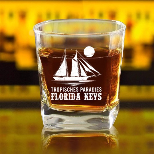 Florida TROPICAL PARADISE KEY-WEST COAST Square Whiskey Glasses