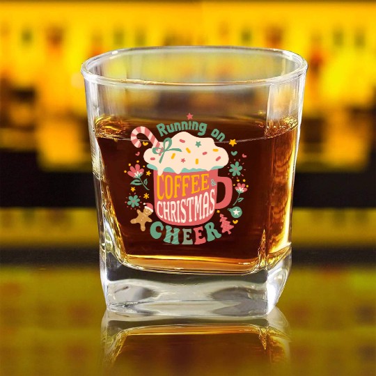 Running on Coffee Christmas Square Whiskey Glasses