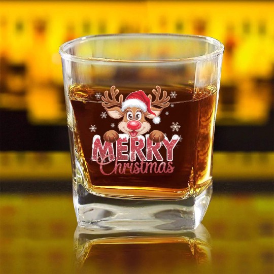 Gingerbread Christmas, Funny Christmas Square Whiskey Glasses