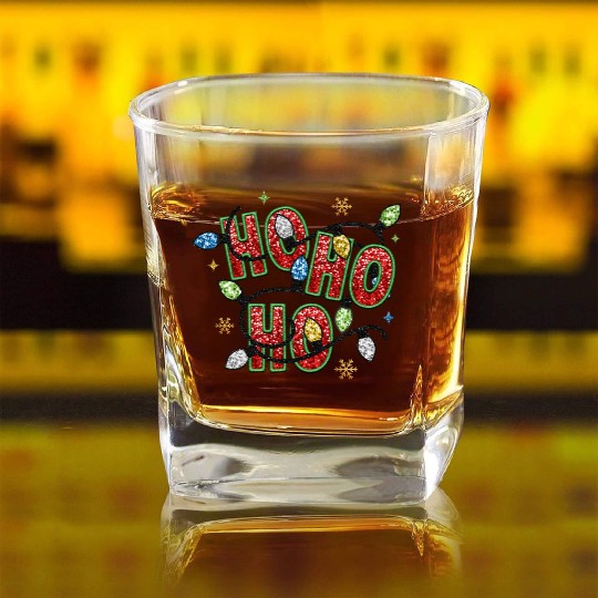 Ho Ho Ho Christmas, Merry Christmas Square Whiskey Glasses