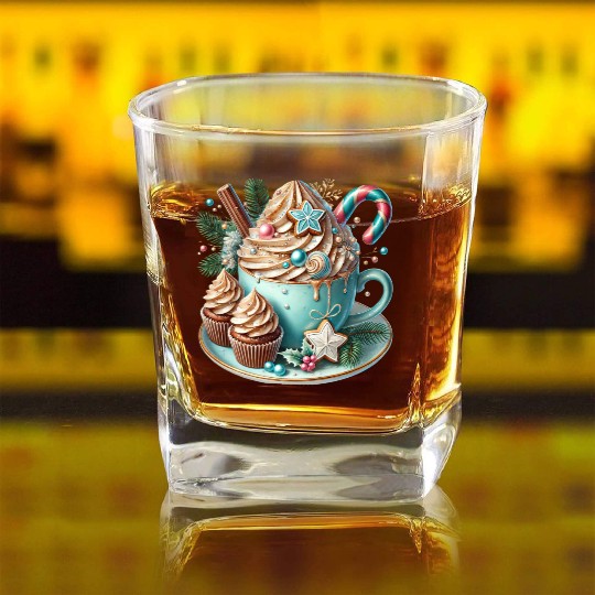 Christmas ice cream, Coquette Chistmas Square Whiskey Glasses