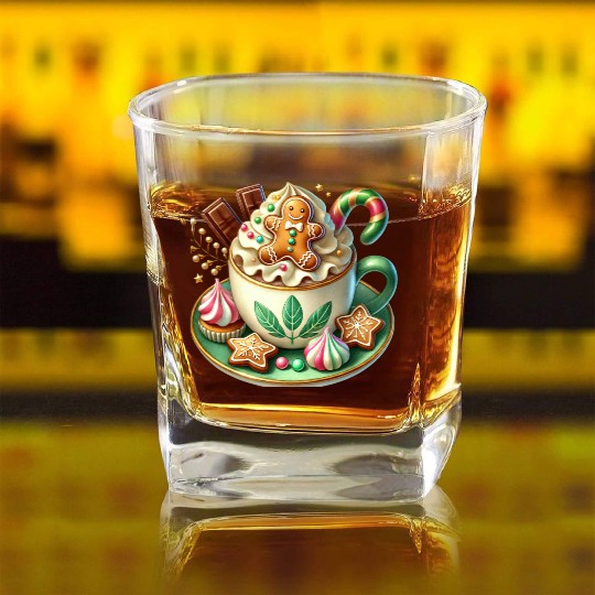 Christmas ice cream, Coquette Chistmas Square Whiskey Glasses