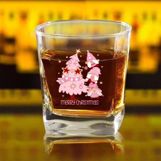Merry Christmas, Christmas Retro Square Whiskey Glasses