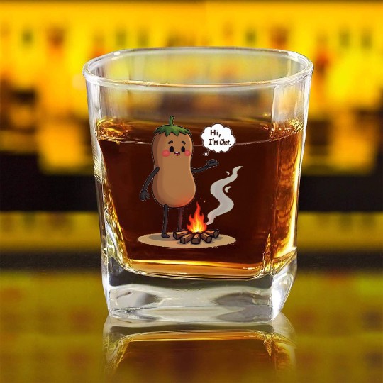 Chestnuts Roasting Christmas Cartoon Square Whiskey Glasses