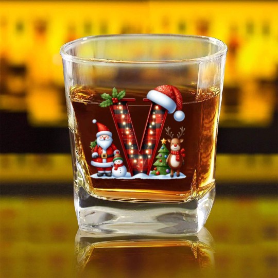 Merry Christmas, Christmas Retro Square Whiskey Glasses