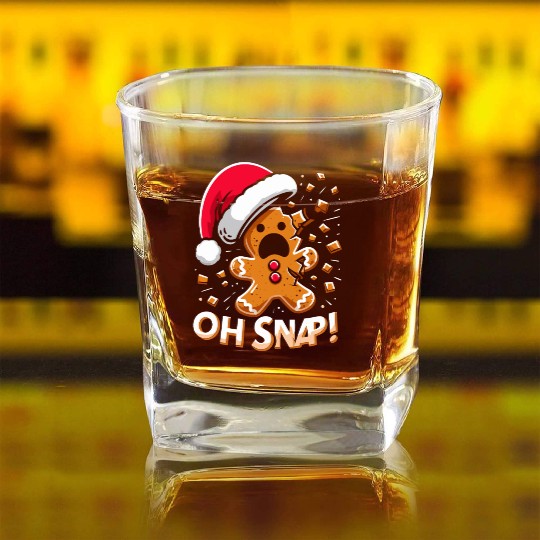 Gingerbread Oh Snap Funny Christmas Square Whiskey Glasses