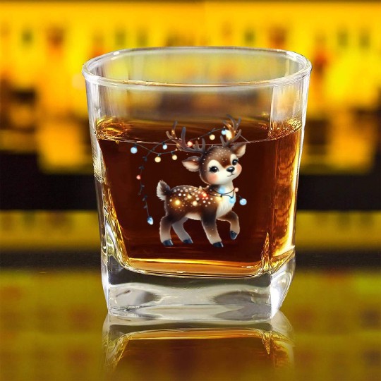Merry Christmas, Christmas Retro Square Whiskey Glasses
