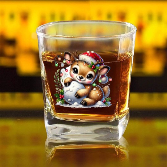 Christmas Retro, Merry Christmas Square Whiskey Glasses