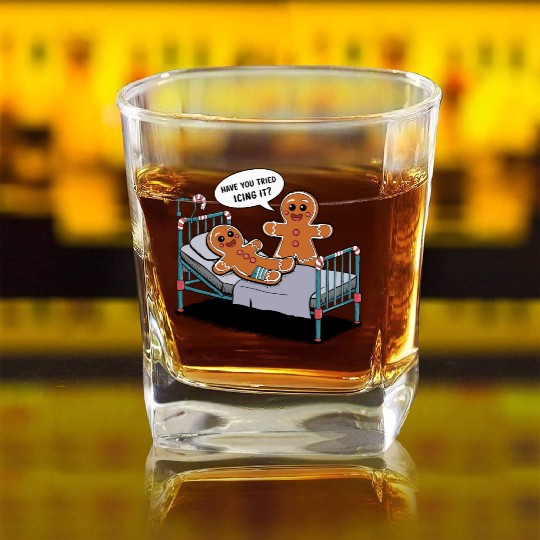 Christmas Gingerbread Hospital Humor Square Whiskey Glasses