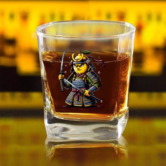 Samurai Lemon Warrior Blossom Art Square Whiskey Glasses