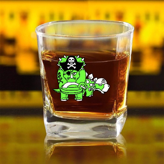 Triceratops Stegosaurus 2 Dinosaur Pirates Dinos Square Whiskey Glasses