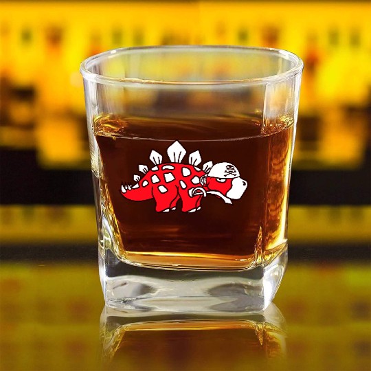 Stegosaurus Dinosaur Sabre Pirate Captain Dino Fun Square Whiskey Glasses