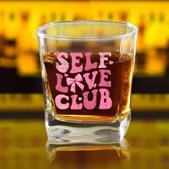 Self Love Club, Valentine Retro Square Whiskey Glasses