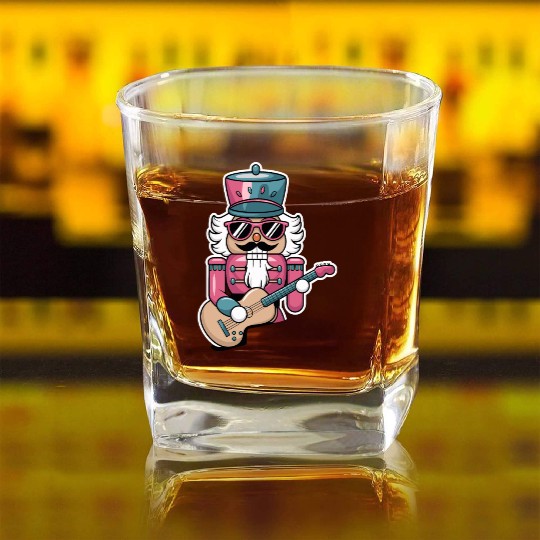 Nutcracker Playing Guitar Square Whiskey Glasses