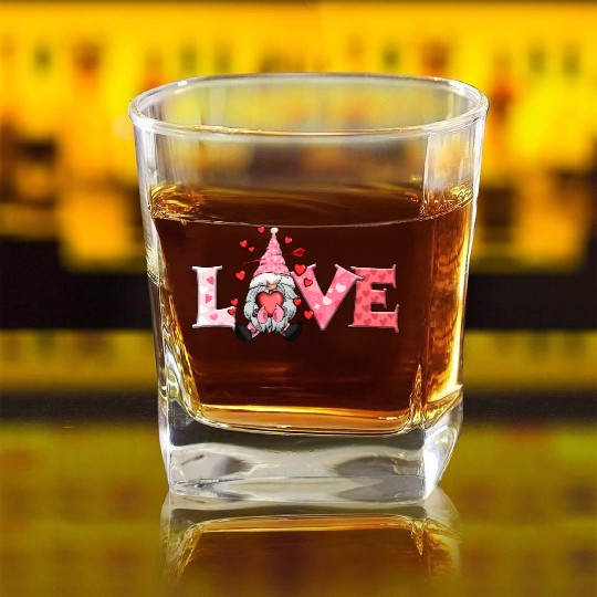 Gnomes Valentines, Valentine Retro Square Whiskey Glasses
