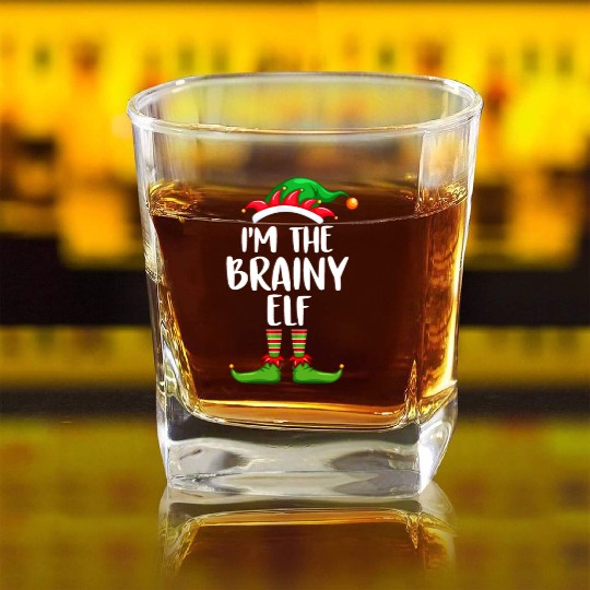 I'm The Brainy Elf Square Whiskey Glasses Matching Family Christmas