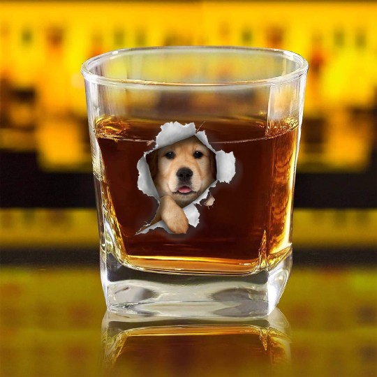 Golden Retriever Golden Dog Lover Square Whiskey Glasses