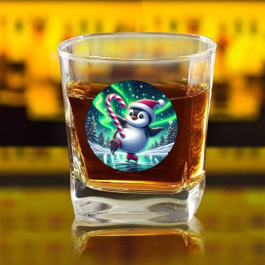 Penguin's Northern Lights Skate Square Whiskey Glasses