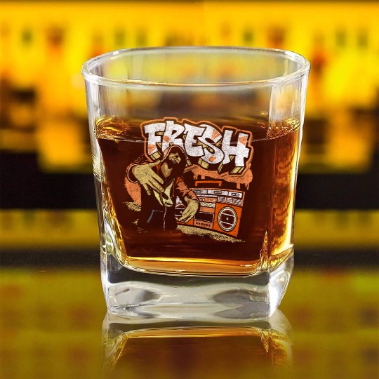 Spray Can Subway Streetwear Striking Square Whiskey Glasses