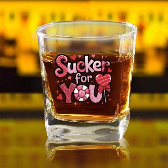 Valentines Day, Valentine Retro Square Whiskey Glasses