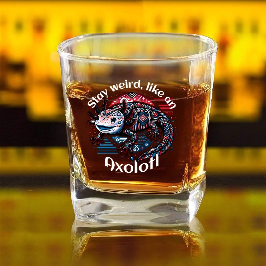 Stay weird, like an Axolotl Square Whiskey Glasses