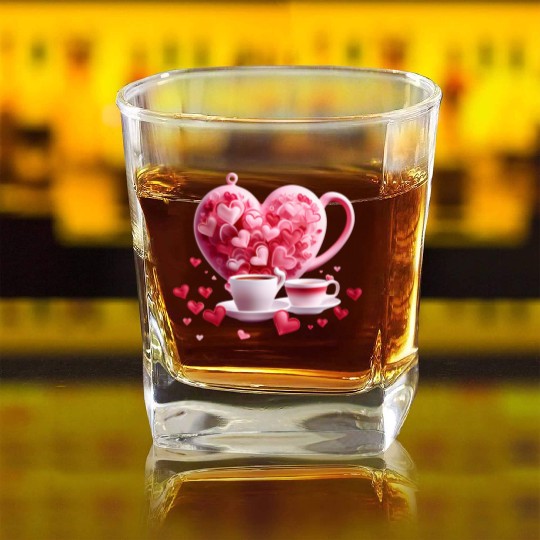 Valentines Day, Valentine Retro Square Whiskey Glasses