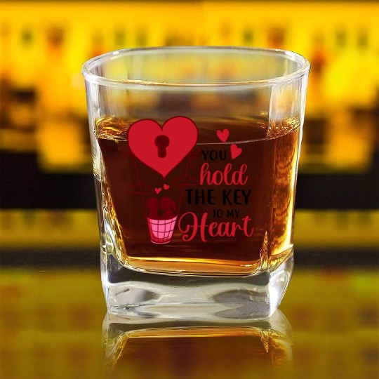 Valentines Day, Valentine Retro Square Whiskey Glasses