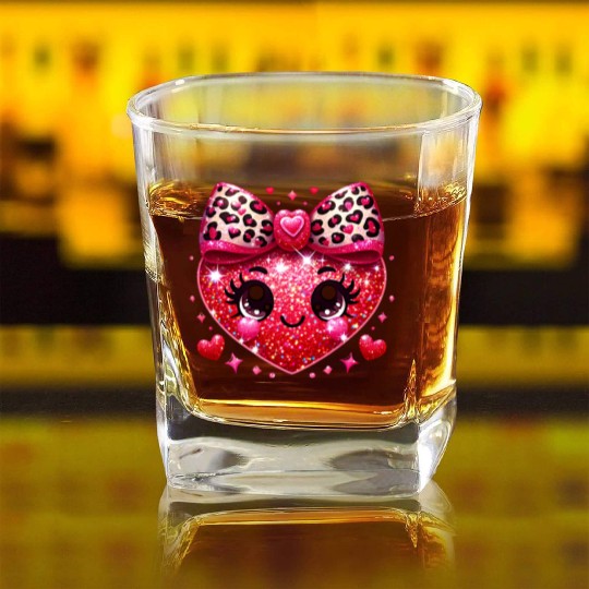 Valentines Day, Valentine Retro Square Whiskey Glasses