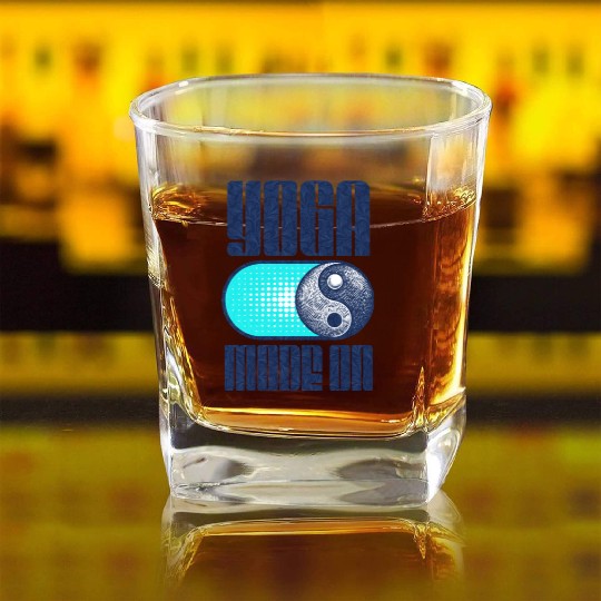 Funny Yoga Mode On Text Graphic Square Whiskey Glasses