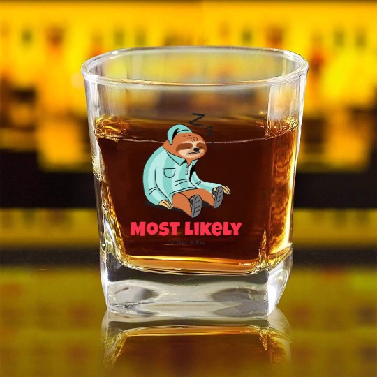 Most Likely To Take A Nap Square Whiskey Glasses
