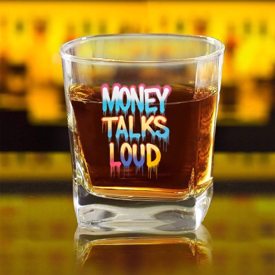Money Talks Art Square Whiskey Glasses