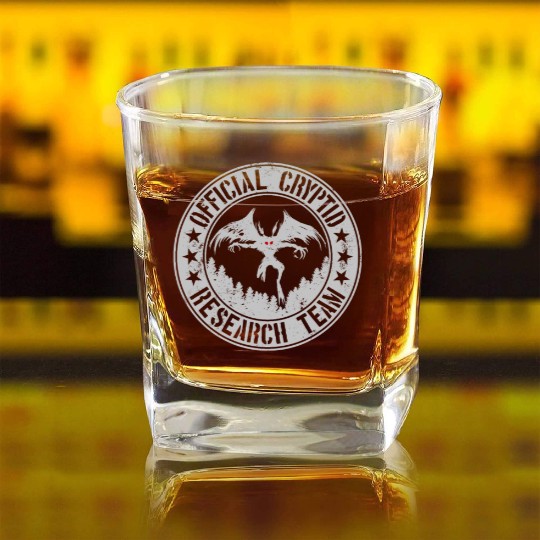 Official Cryptid Research Team | Cryptids Mothman Square Whiskey Glasses