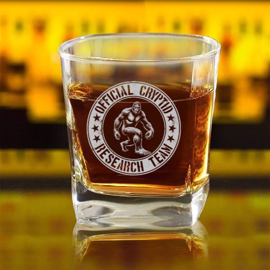 Official Cryptid Research Team Cryptids Sasquatch Square Whiskey Glasses