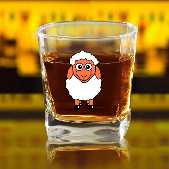 Sheep Baby Standing Cute Lamb Child Cool Comic Fun Square Whiskey Glasses