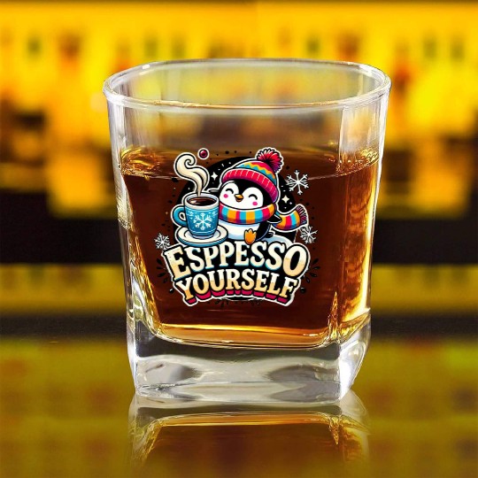 panda powered by caffeine 1 Square Whiskey Glasses