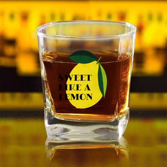 Sweet like a lemon Fruit Citrus Yellow Summer Square Whiskey Glasses