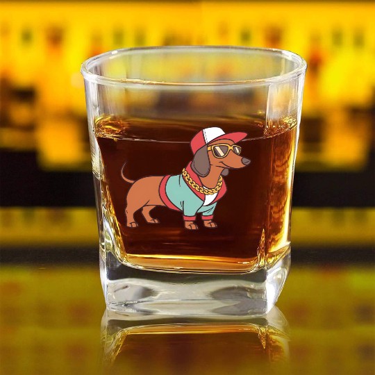 Hip Hop Dachshund Music Dachshund Song Singing Square Whiskey Glasses