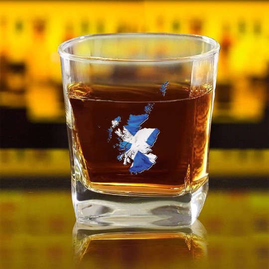 Scotland Flag in Scotland Map Square Whiskey Glasses