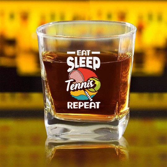 Eat Sleep Tennis Repeat Lifestyle Square Whiskey Glasses