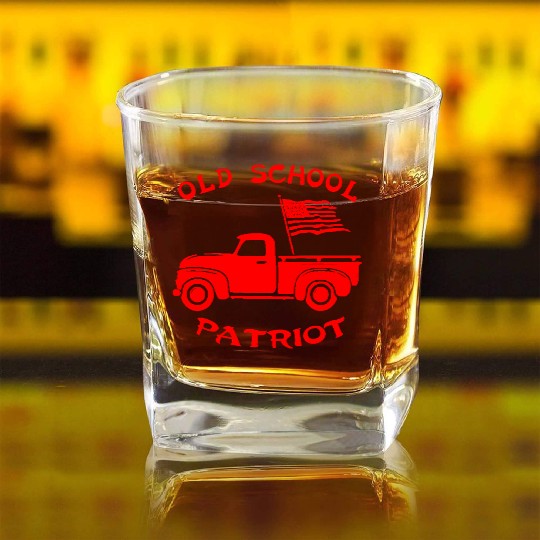 Old School Patriot Flag LIKE US ON FB #USAPatriot Square Whiskey Glasses